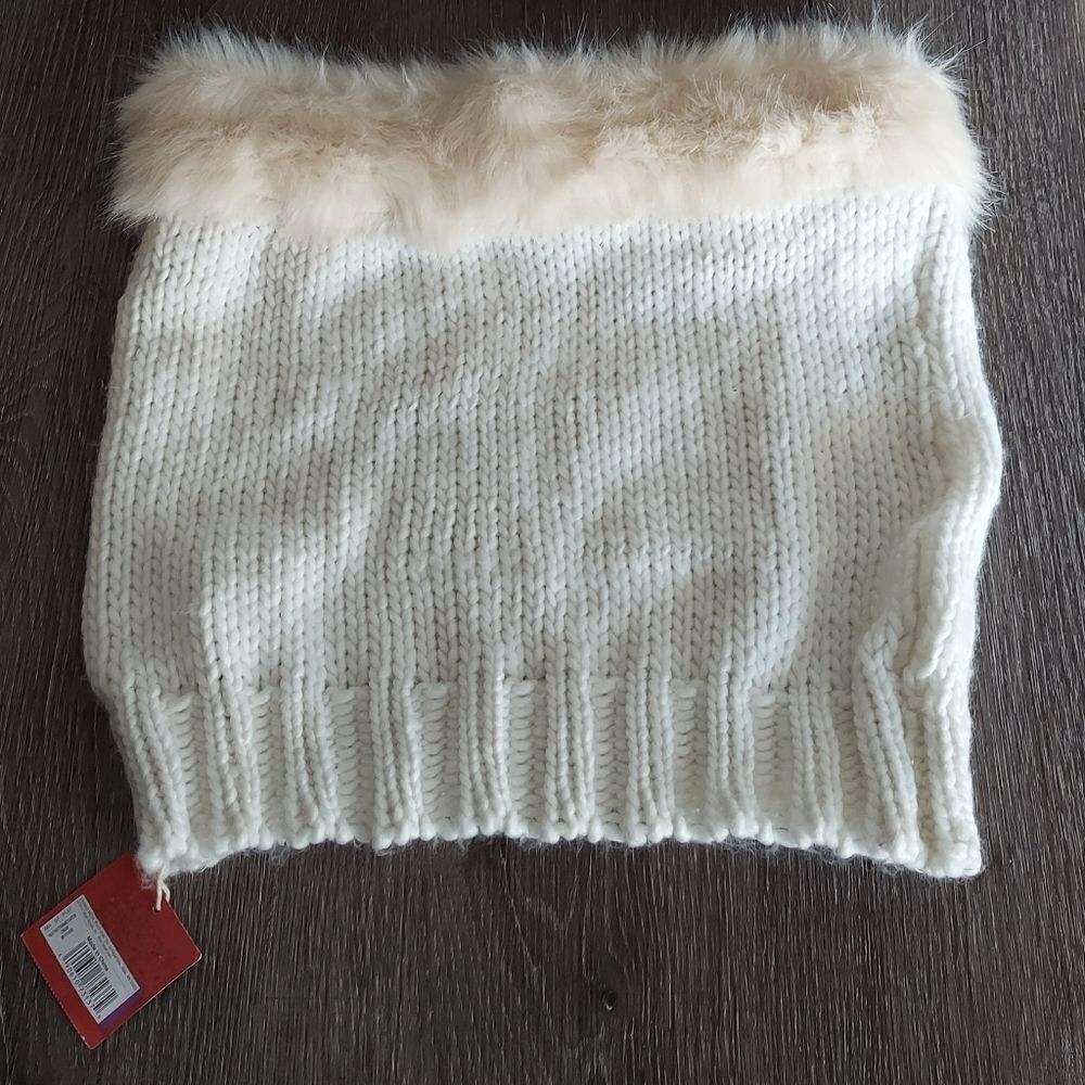 NEW MOSSIMO - Faux Fur Trim Gaiter - One Size Neck Warmer Cowl Snood Scarf Wrap!